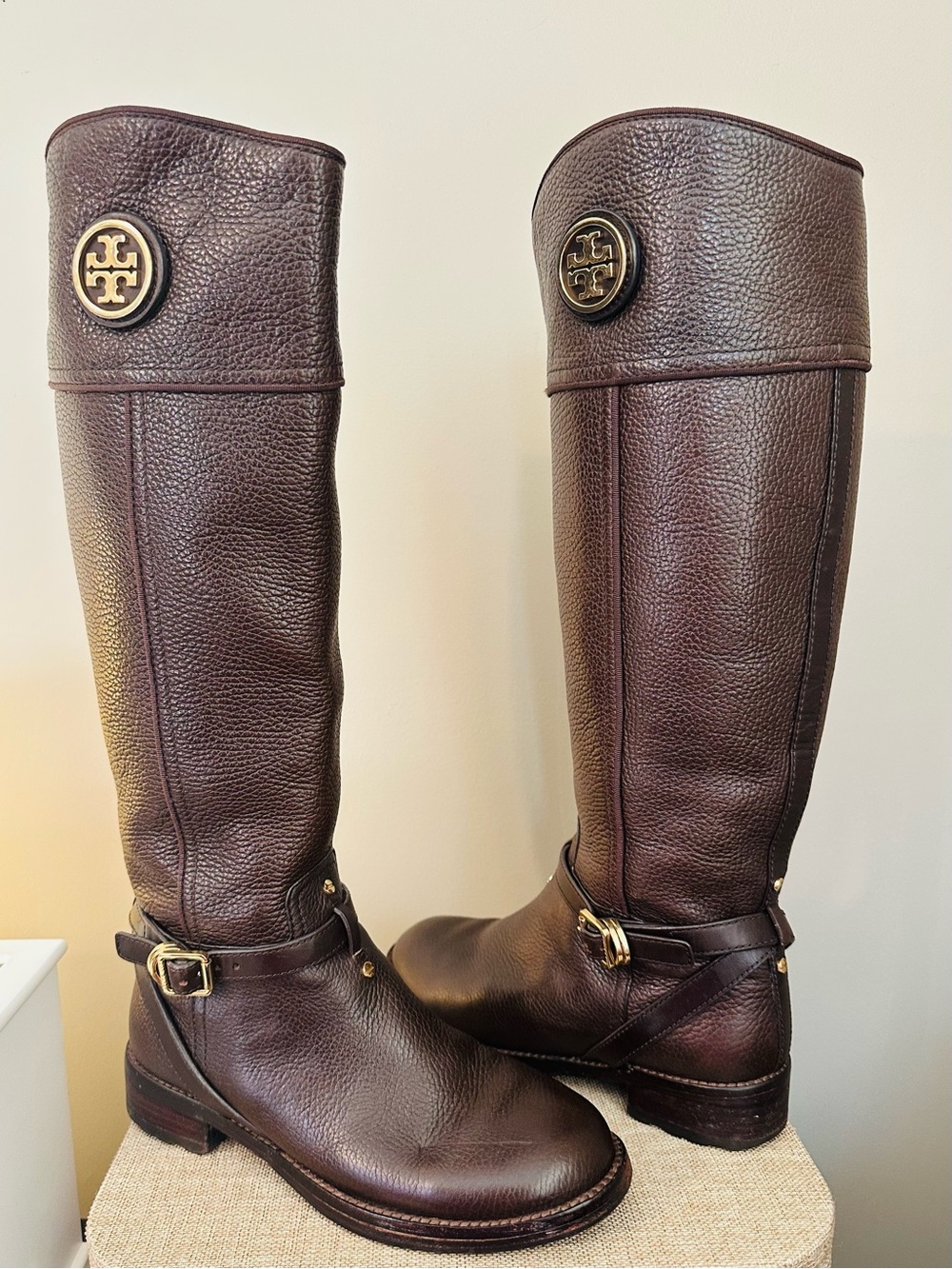 Tory Burch Dark Brown Leather Teresa Riding Boots - 7.5